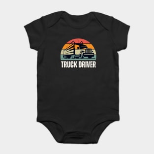 Mens Vintage Sunset American Truck Silhouette Funny Trucker Baby Bodysuit
